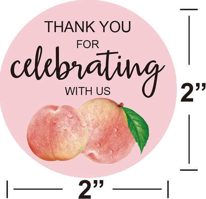 Peach Thank You Stickers 2 Inch 120Pcs Party Favor Labels