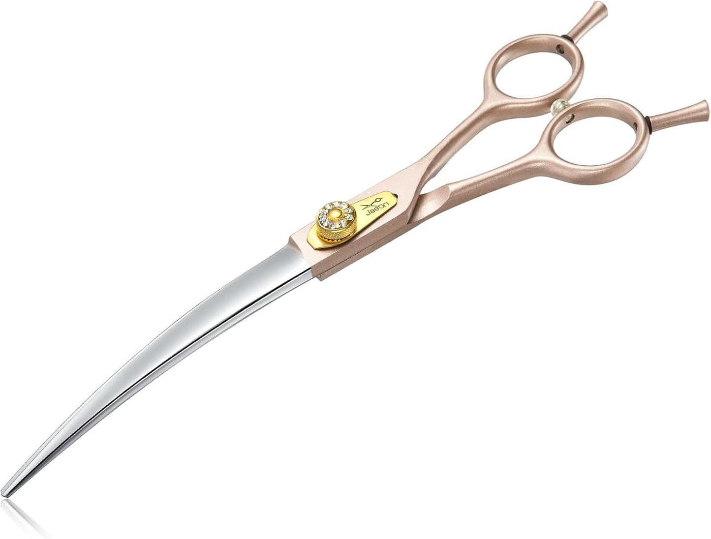 JASON Professional Dog Grooming Scissors - 7 Inch Curved Shear Japanese 440C Stainless Steel Dog Scissors with Diamond Screw, Rosegold, Sharp
