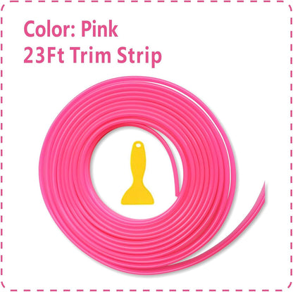 Pink Car Interior Decorative Molding Door Panel Gap Trim Strip (23Ft)