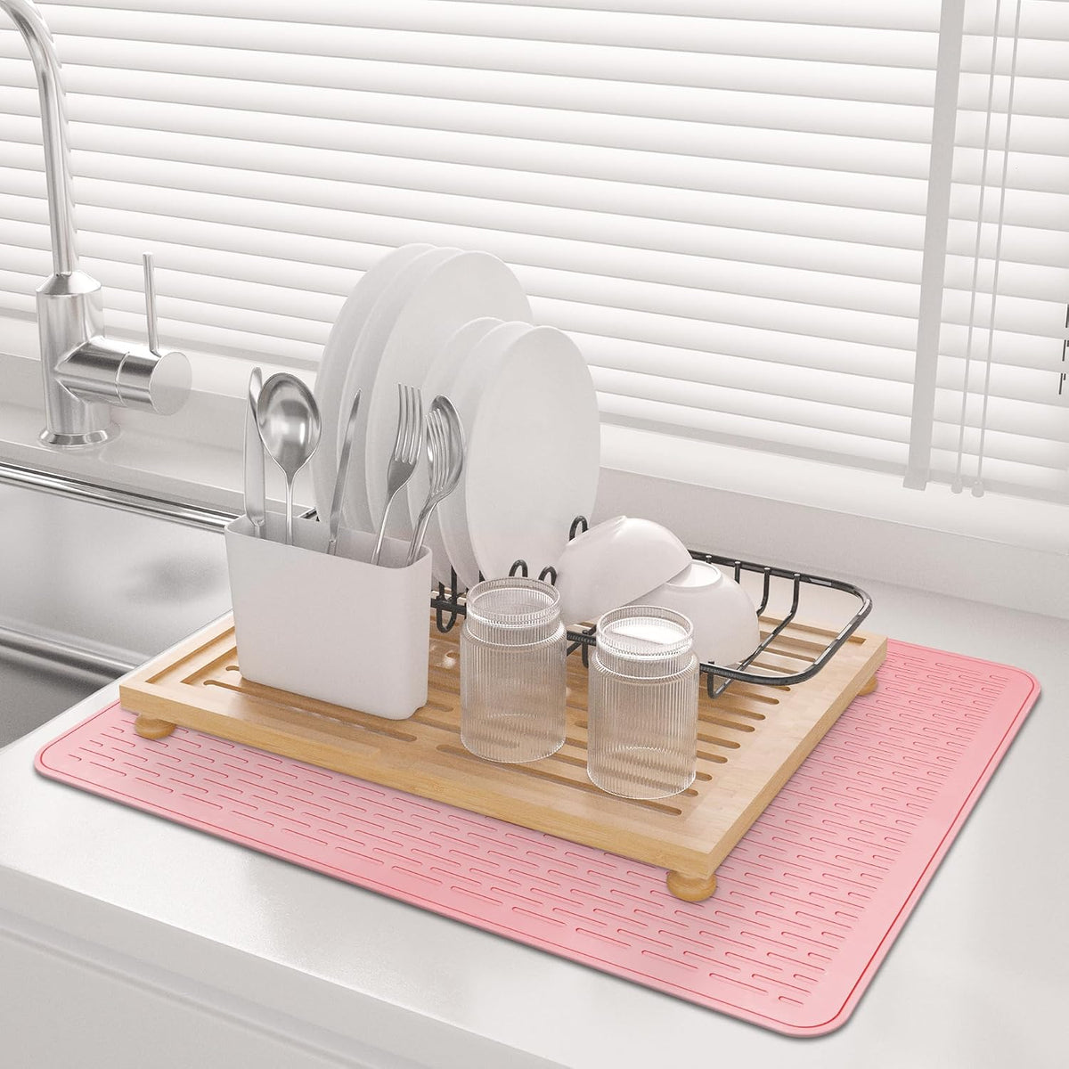 Stove Top Cover for Electric Stove - Food Grade Ceramic Stove top Cover, Silicone XXL Dish Drying Mat, Glass Cooktop Covers, Flat RV Range top Mats (Pink,28x20)