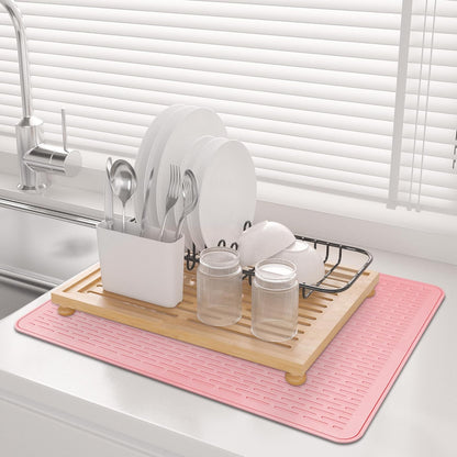 Stove Top Cover for Electric Stove - Food Grade Ceramic Stove top Cover, Silicone XXL Dish Drying Mat, Glass Cooktop Covers, Flat RV Range top Mats (Pink,28x20)