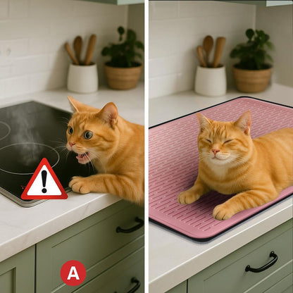 Stove Top Cover for Electric Stove - Food Grade Ceramic Stove top Cover, Silicone XXL Dish Drying Mat, Glass Cooktop Covers, Flat RV Range top Mats (Pink,28x20)