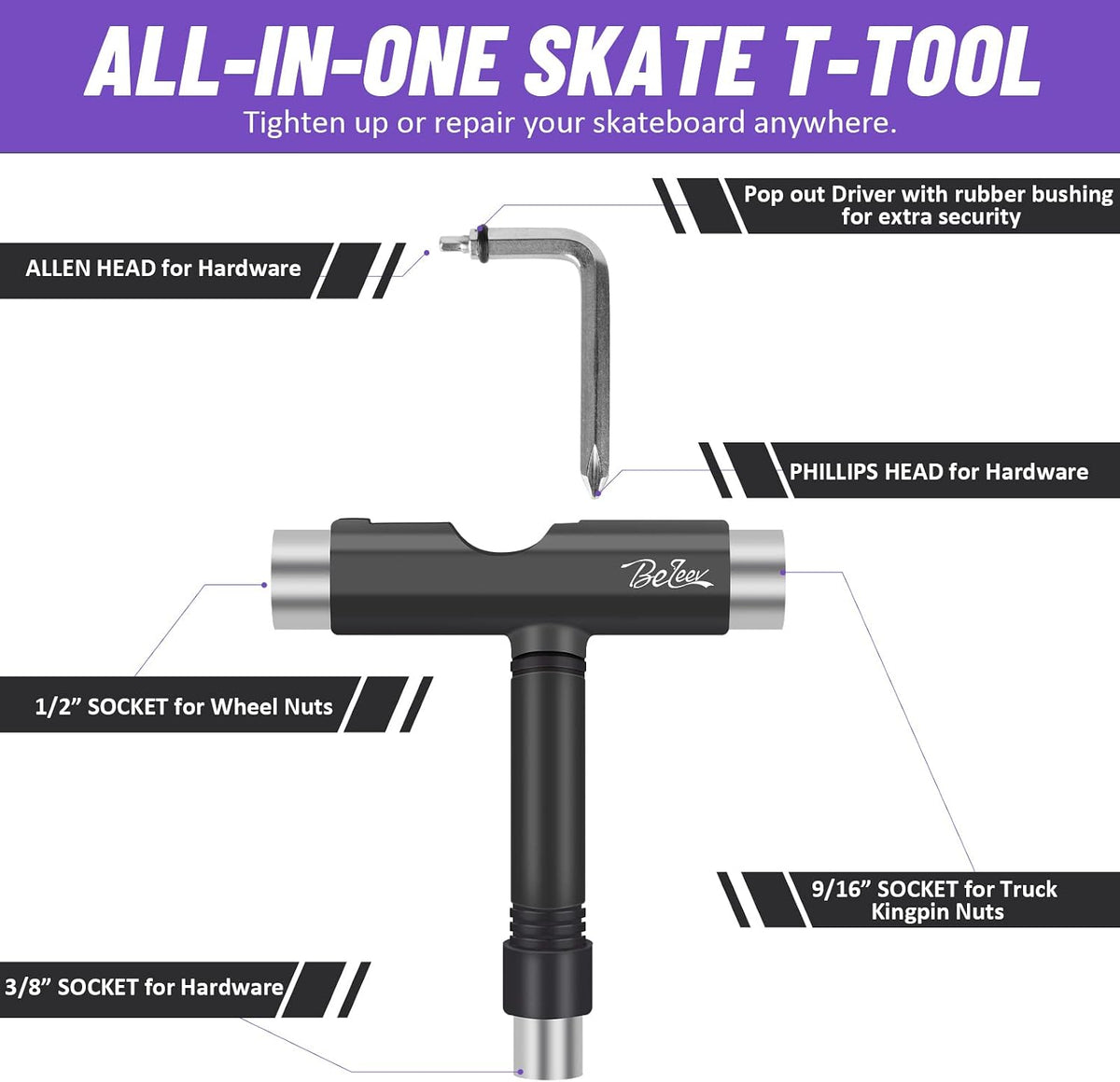 22 inch Skateboards for Kids, Cruiser Skateboard for Beginners Girls Boys Teens Adults, Mini Skateboards Classic Complete Skate Board with Skate T-Tool, Max Load 220 LBS