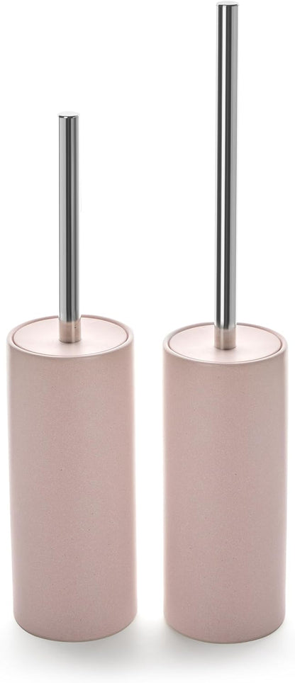 Matt Pink Ceramic Toilet Brush and Holder Set