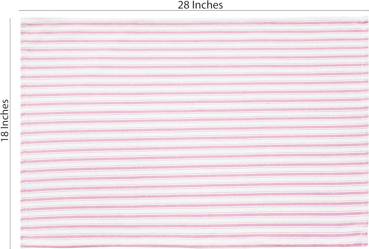 Stripe Kitchen Towels Cotton 18x28 in Set of 6 - Pink