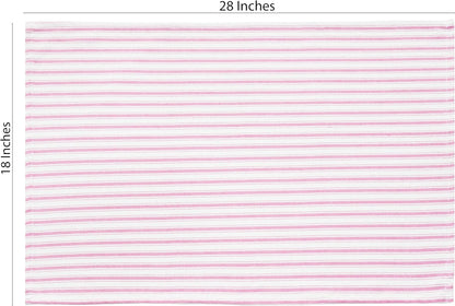 Stripe Kitchen Towels Cotton 18x28 in Set of 6 - Pink