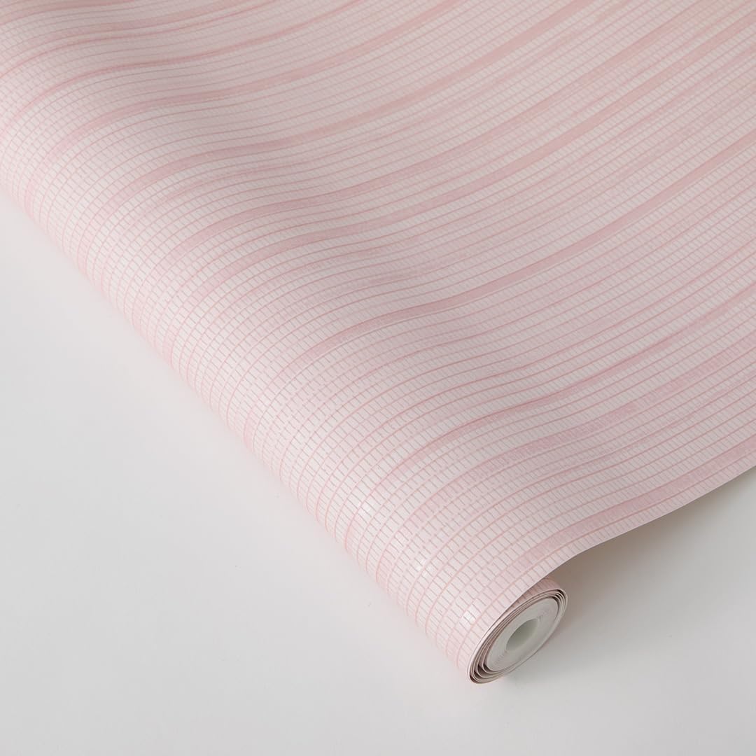 Tempaper Textured Metallic Pink Faux Grasscloth Removable Peel and Stick Wallpaper, 20.5 in X 16.5 ft, Made in The USA