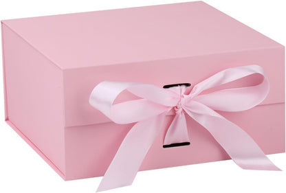 Pink Gift Box,6x6x3 Inches Gift Boxes with Lids for Presents with Magnetic Closure and Ribbon for Wedding,Storage,Birthday