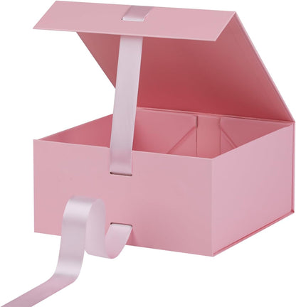 Pink Gift Box,6x6x3 Inches Gift Boxes with Lids for Presents with Magnetic Closure and Ribbon for Wedding,Storage,Birthday