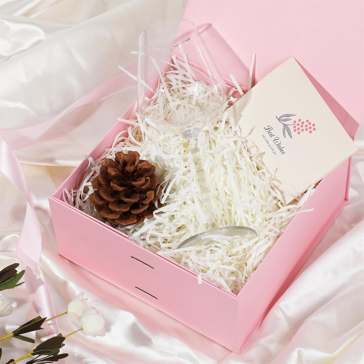 Pink Gift Box,6x6x3 Inches Gift Boxes with Lids for Presents with Magnetic Closure and Ribbon for Wedding,Storage,Birthday
