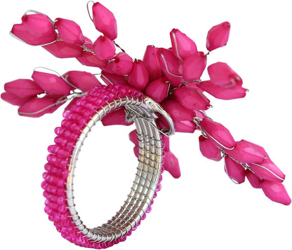 Napkin Rings Set of 12 for Dining Table Decoration Parties Everyday Metal Napkin Holder Leaf Pink (Pack of 12)