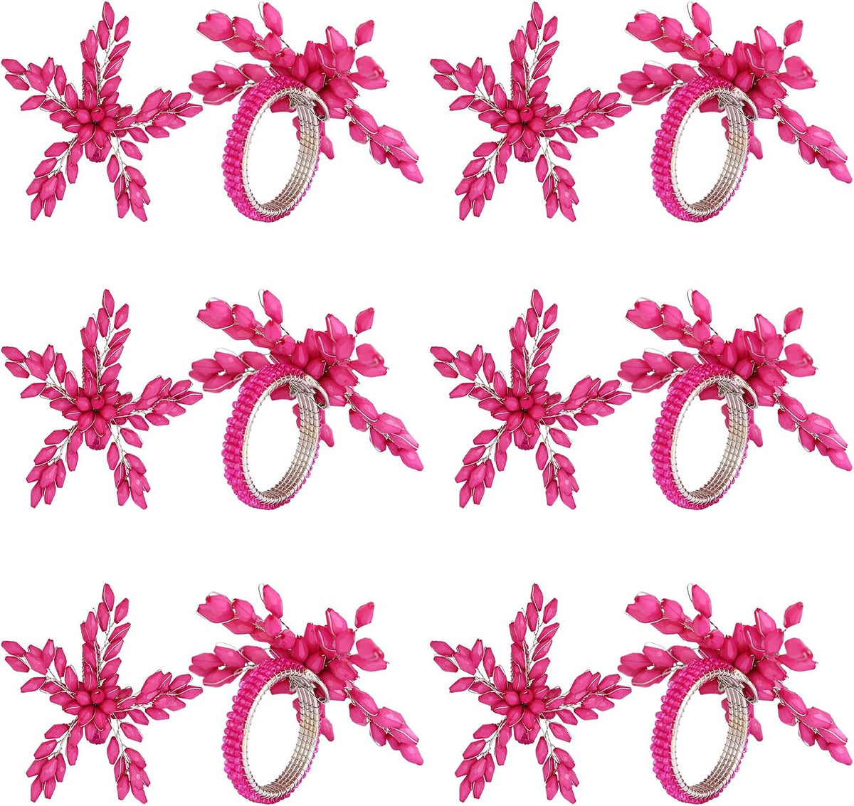 Napkin Rings Set of 12 for Dining Table Decoration Parties Everyday Metal Napkin Holder Leaf Pink (Pack of 12)