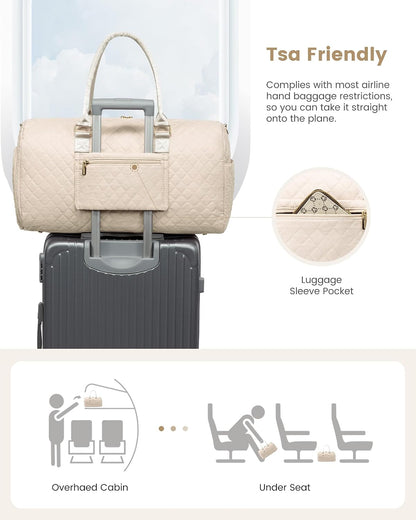 Travel Duffle Bag, Weekender Bag for Women with Toiletry Bag, Carry on Overnight Bag with Shoe Compartment, Gym Duffel Bag with Wet Pocket, Mommy Hospital Bags for Labor and Delivery