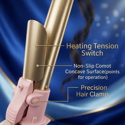 SdBeauty 1 Inch Automatic Rotating Curling Iron – Ceramic Barrel, Adjustable Heat, Pink & Gold – Creates Smooth, Long-Lasting Waves Without Pulling or Tangling