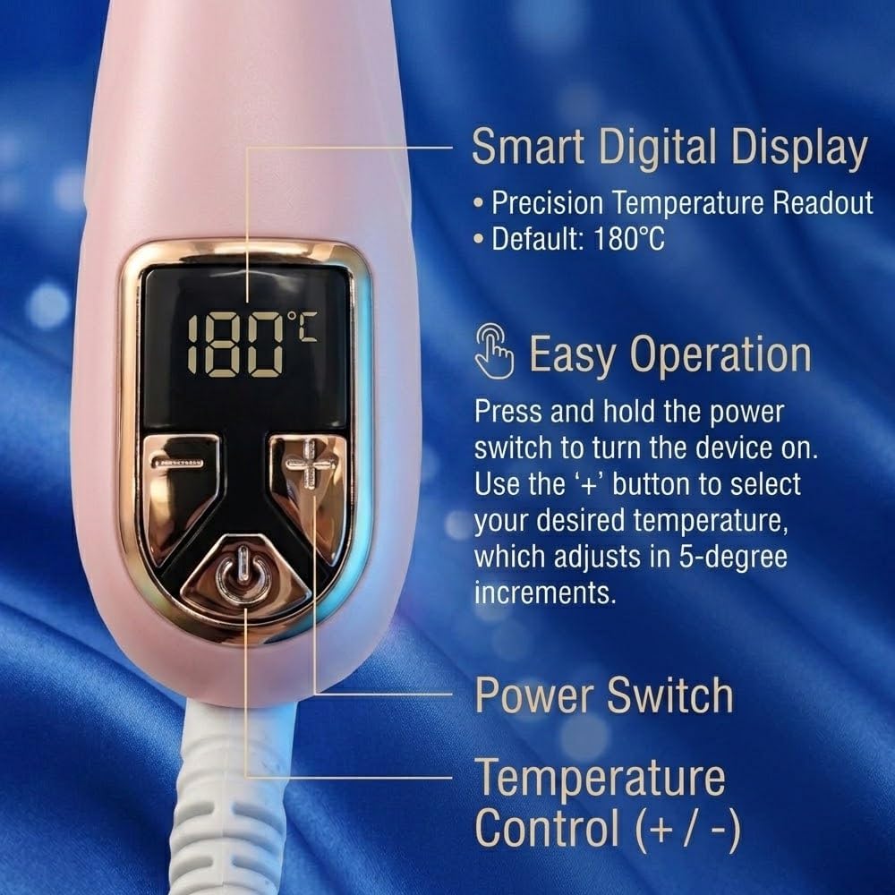 SdBeauty 1 Inch Automatic Rotating Curling Iron – Ceramic Barrel, Adjustable Heat, Pink & Gold – Creates Smooth, Long-Lasting Waves Without Pulling or Tangling