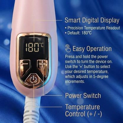 SdBeauty 1 Inch Automatic Rotating Curling Iron – Ceramic Barrel, Adjustable Heat, Pink & Gold – Creates Smooth, Long-Lasting Waves Without Pulling or Tangling