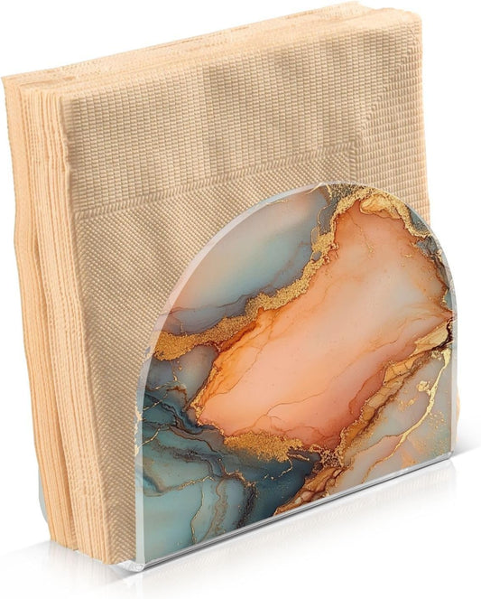 Marble Peach Gold Acrylic rustic napkin holder for Farmhouse Cocktail freestanding napkin holders for kitchen home decorating Farmhouse Cocktail 1Pack
