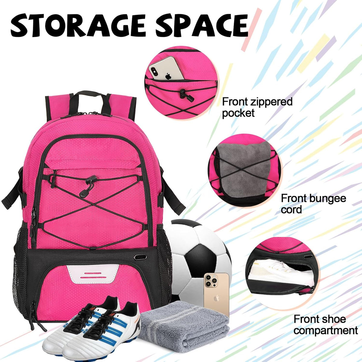 Goloni 35L Basketball Bag,Basketball Backpack with Shoe and Ball Compartment,Backpack for Soccer, Volleyball