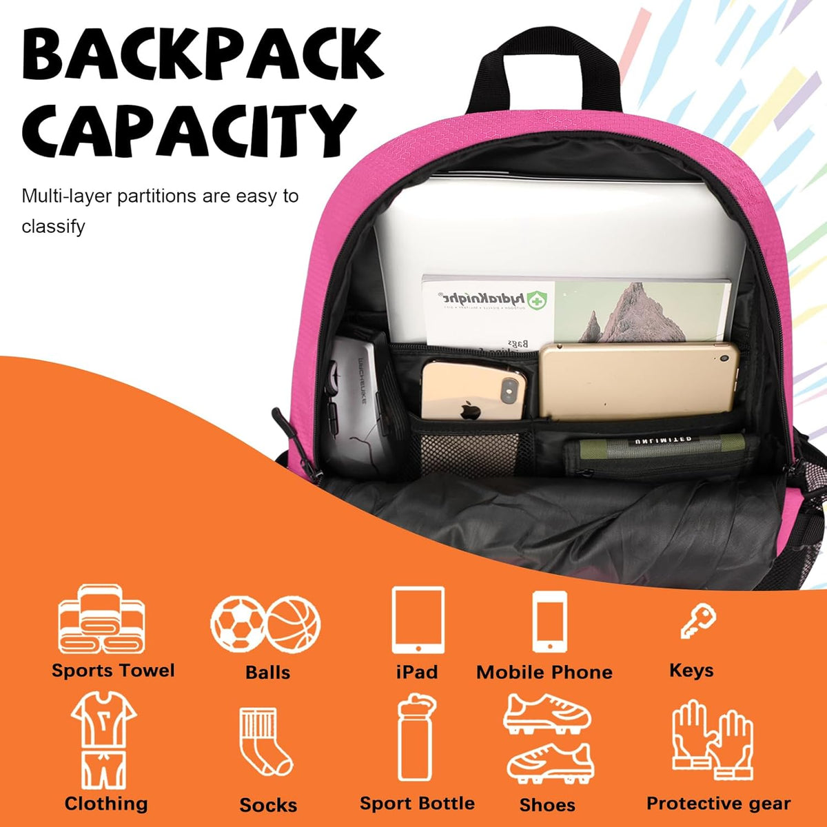 Goloni 35L Basketball Bag,Basketball Backpack with Shoe and Ball Compartment,Backpack for Soccer, Volleyball
