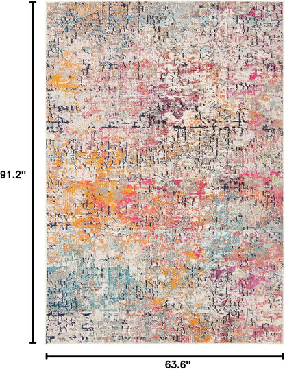 Madison Collection Area Rug - 5'3" x 7'6", Grey & Pink, Modern Abstract Design, Non-Shedding & Easy Care, Ideal for High Traffic Areas in Living Room, Bedroom (MAD460A)