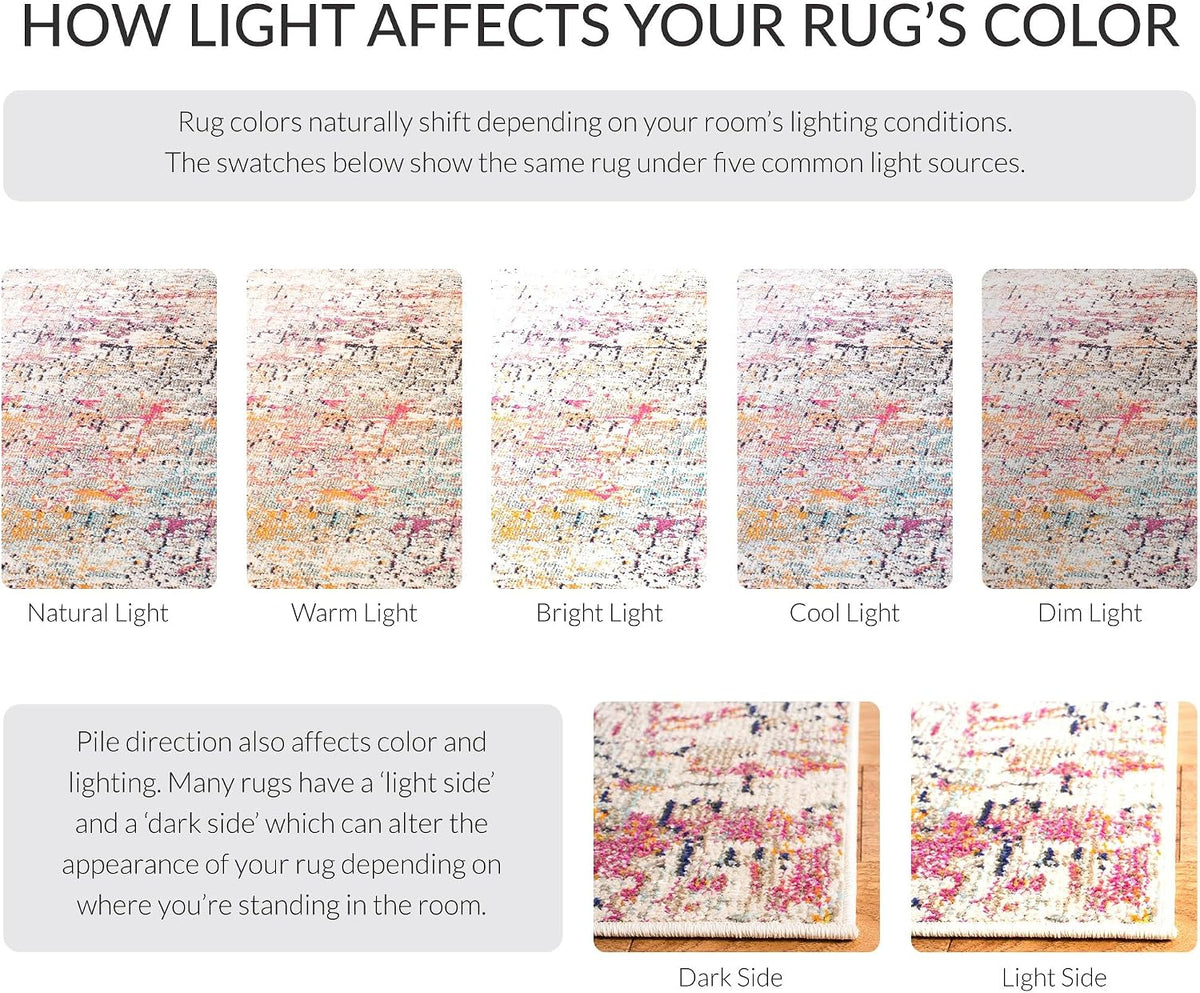 Madison Collection Area Rug - 5'3" x 7'6", Grey & Pink, Modern Abstract Design, Non-Shedding & Easy Care, Ideal for High Traffic Areas in Living Room, Bedroom (MAD460A)