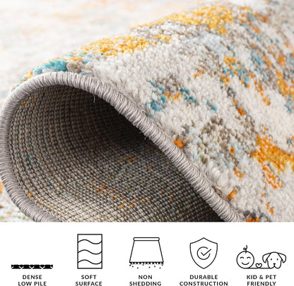 Madison Collection Area Rug - 5'3" x 7'6", Grey & Pink, Modern Abstract Design, Non-Shedding & Easy Care, Ideal for High Traffic Areas in Living Room, Bedroom (MAD460A)