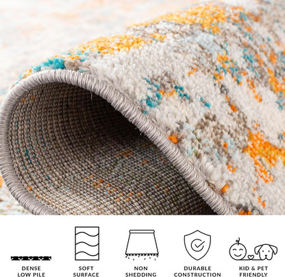 Madison Collection Area Rug - 5'3" x 7'6", Grey & Pink, Modern Abstract Design, Non-Shedding & Easy Care, Ideal for High Traffic Areas in Living Room, Bedroom (MAD460A)