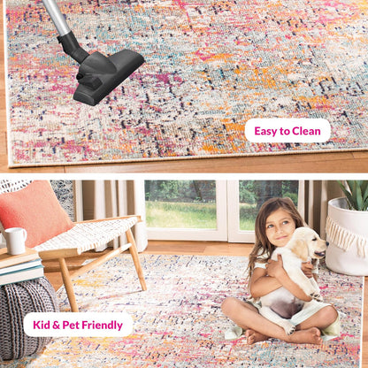 Madison Collection Area Rug - 5'3" x 7'6", Grey & Pink, Modern Abstract Design, Non-Shedding & Easy Care, Ideal for High Traffic Areas in Living Room, Bedroom (MAD460A)