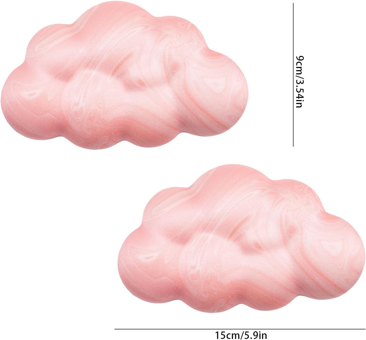 2Pcs Cloud Wrist Rest Cushion for Mouse Ergonomic PU Leather Mouse Wrist Support Pad with Anti-Skid Base, Desk Elbow Rest Pad for Nail Tech Office School Home Laptop Computer (Light Pink)
