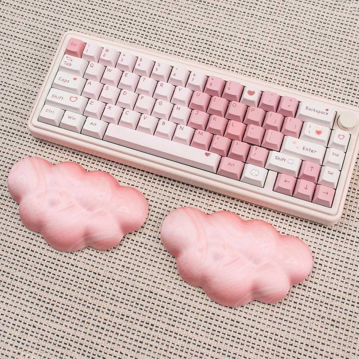 2Pcs Cloud Wrist Rest Cushion for Mouse Ergonomic PU Leather Mouse Wrist Support Pad with Anti-Skid Base, Desk Elbow Rest Pad for Nail Tech Office School Home Laptop Computer (Light Pink)