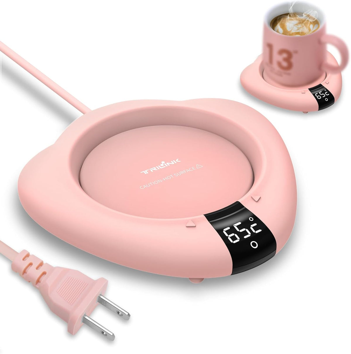 Coffee Mug Warmer for Desk, Cup Warmer with Auto Shut Off, Mug Warmer Plate for Coffee, Milk, Tea, Beverage - Mug Heater for Travel, Home and Office (Pink)