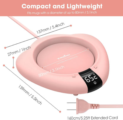 Coffee Mug Warmer for Desk, Cup Warmer with Auto Shut Off, Mug Warmer Plate for Coffee, Milk, Tea, Beverage - Mug Heater for Travel, Home and Office (Pink)