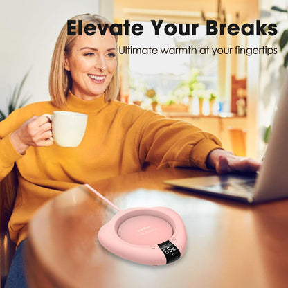 Coffee Mug Warmer for Desk, Cup Warmer with Auto Shut Off, Mug Warmer Plate for Coffee, Milk, Tea, Beverage - Mug Heater for Travel, Home and Office (Pink)