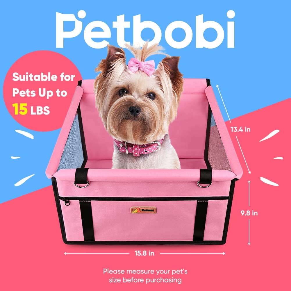 Dog Car Seat for Small Dogs and Cats up to 15 lbs, Portable Booster