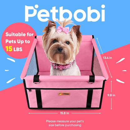 Dog Car Seat for Small Dogs and Cats up to 15 lbs, Portable Booster
