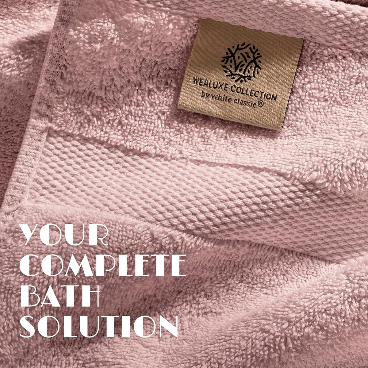 Pink Bath Towel Set of 6-100% Cotton Highly Absorbent Towels for Bathroom, 2 Luxury Bath Towels 650GSM, 2 Hand Towels, 2 Washcloths