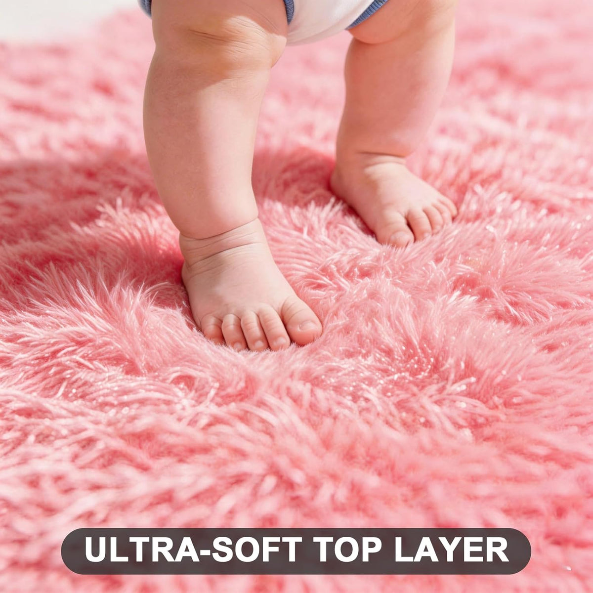 Pink Carpet Fluffy Area Rugs for Bedoom Girls, Ultra Soft Fuzzy Furry Shag Rug for Living Room, Upgrade Non-Slip Plush Shaggy Bedside Rug, Cute Plush Nursery Rug 4x6 ft for Kids Room Dorm Home Decor