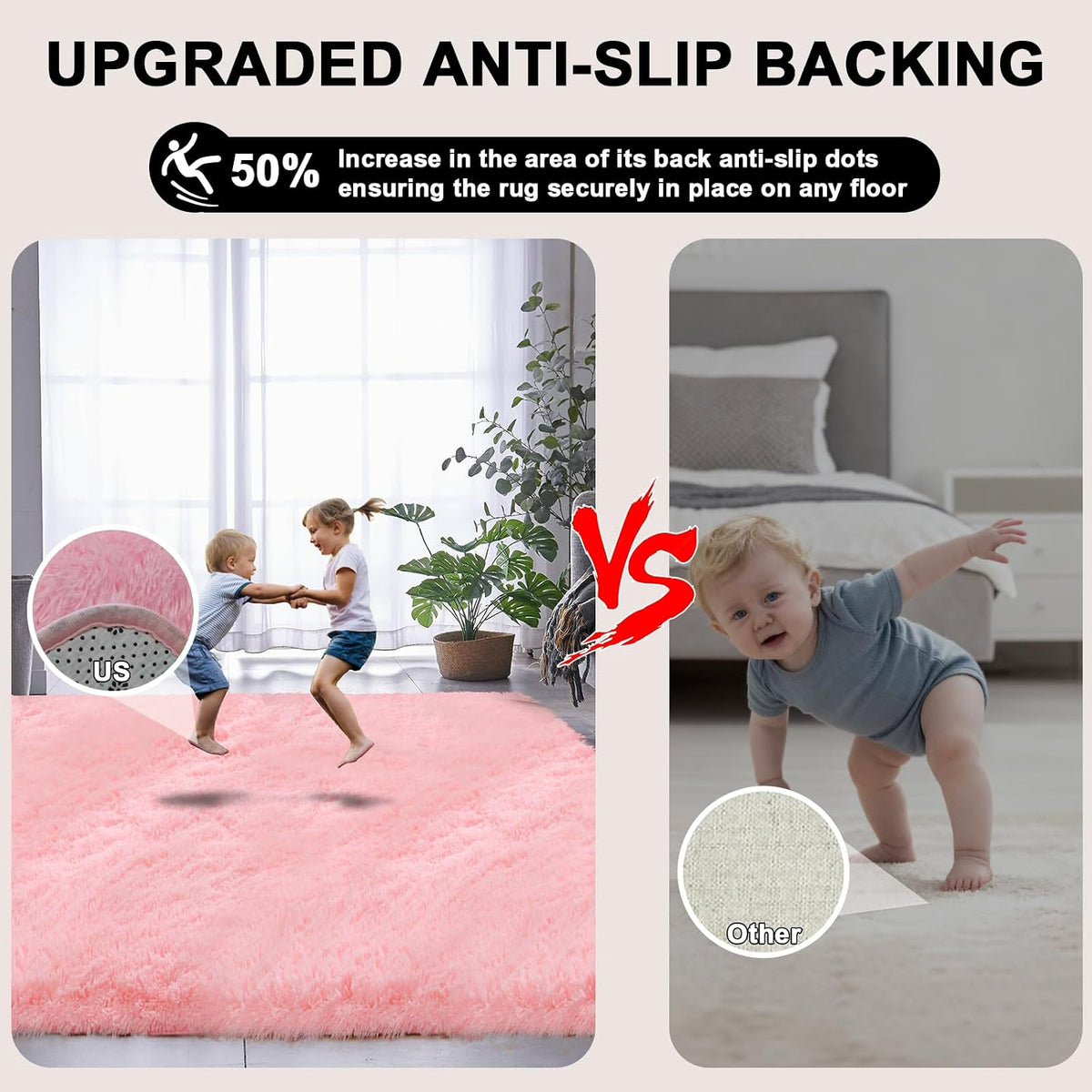 Pink Carpet Fluffy Area Rugs for Bedoom Girls, Ultra Soft Fuzzy Furry Shag Rug for Living Room, Upgrade Non-Slip Plush Shaggy Bedside Rug, Cute Plush Nursery Rug 4x6 ft for Kids Room Dorm Home Decor