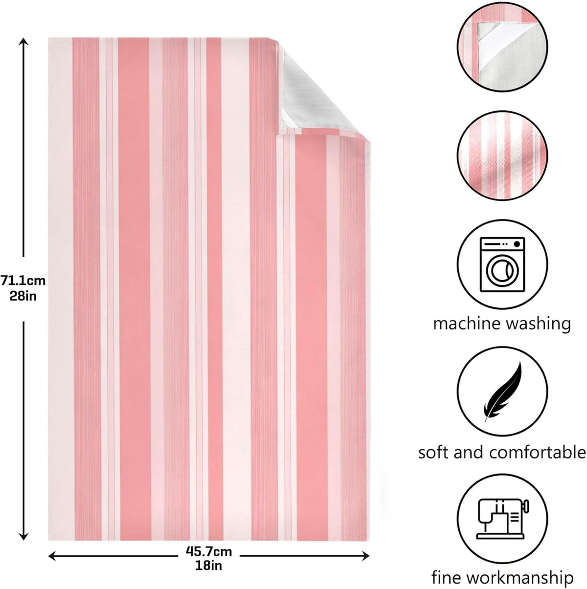 Pastel Pink Stripes Artistic Spring Kitchen Dish Towel Set Decorative Hand Tea Towels Cute Dish Cloths Thin Quick Drying 18 x 28 Inch, 4 Packs
