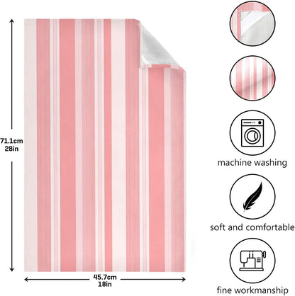 Pastel Pink Stripes Artistic Spring Kitchen Dish Towel Set Decorative Hand Tea Towels Cute Dish Cloths Thin Quick Drying 18 x 28 Inch, 4 Packs