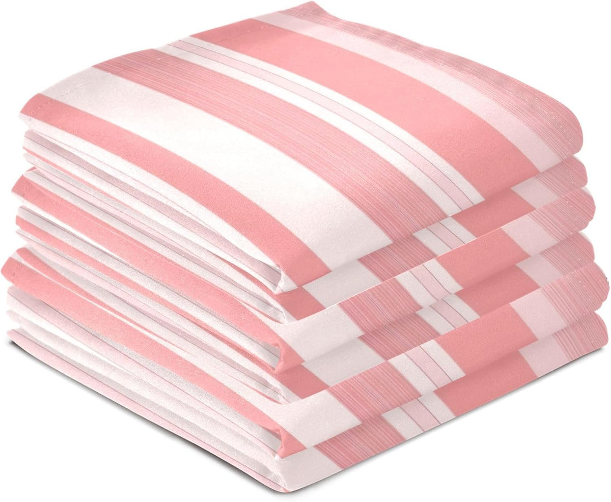 Pastel Pink Stripes Artistic Spring Kitchen Dish Towel Set Decorative Hand Tea Towels Cute Dish Cloths Thin Quick Drying 18 x 28 Inch, 4 Packs