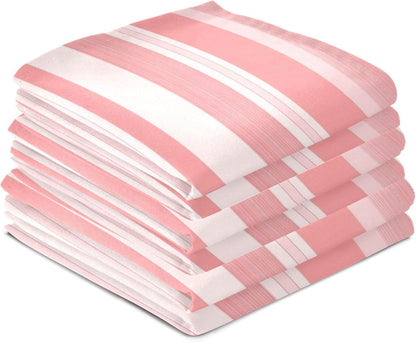 Pastel Pink Stripes Artistic Spring Kitchen Dish Towel Set Decorative Hand Tea Towels Cute Dish Cloths Thin Quick Drying 18 x 28 Inch, 4 Packs