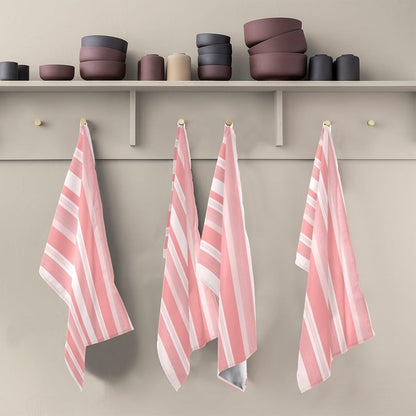 Pastel Pink Stripes Artistic Spring Kitchen Dish Towel Set Decorative Hand Tea Towels Cute Dish Cloths Thin Quick Drying 18 x 28 Inch, 4 Packs