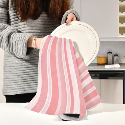 Pastel Pink Stripes Artistic Spring Kitchen Dish Towel Set Decorative Hand Tea Towels Cute Dish Cloths Thin Quick Drying 18 x 28 Inch, 4 Packs