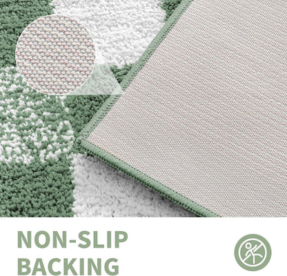 Checkered Bath mats for Bathroom Non Slip, Fluffy Absorbent Microfiber Bath mat Washable, Aesthetic Bathroom Rugs, Cute Bath mat Set for Shower Sink, Pink Plus Green, 24" x 16
