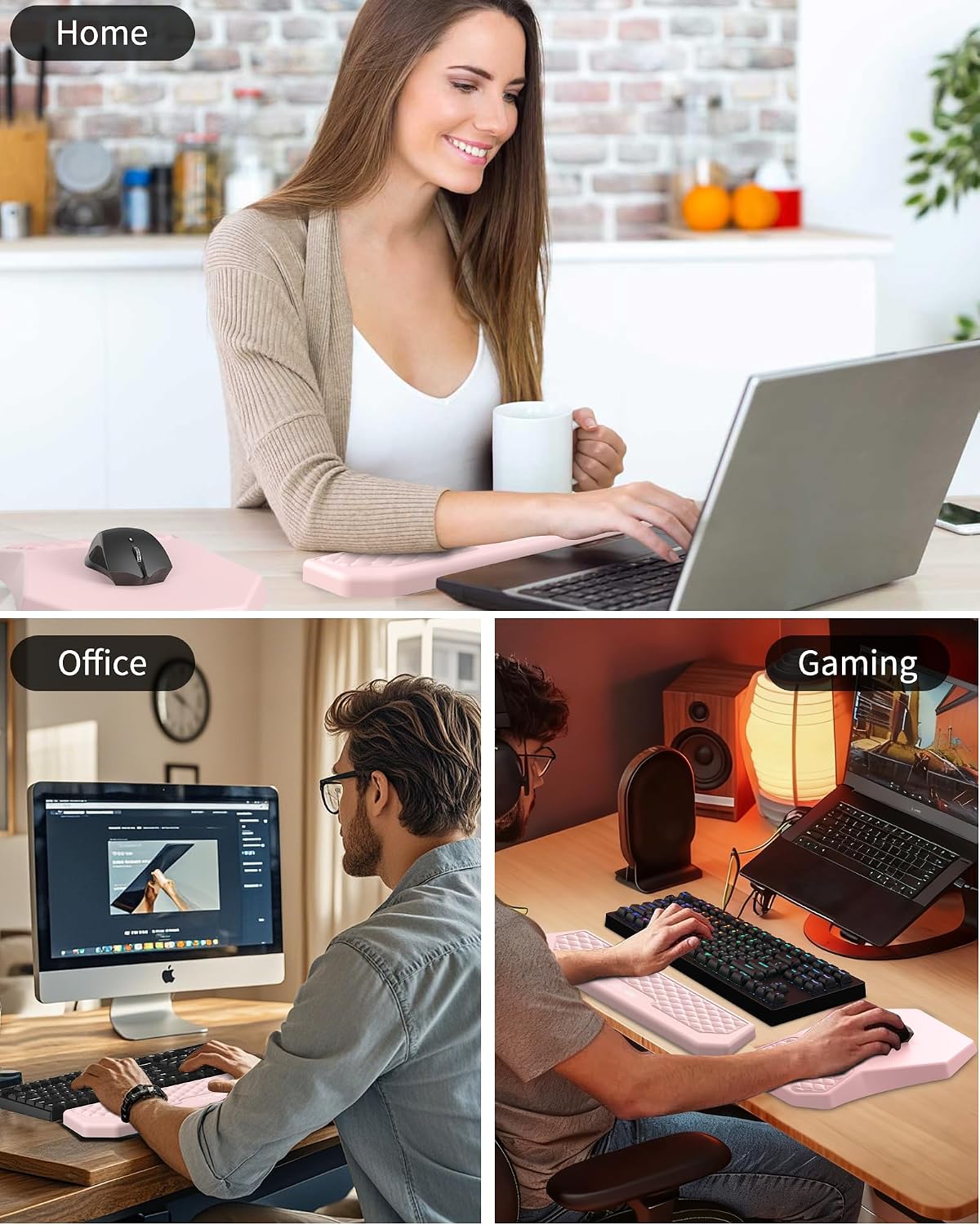 Ergonomic Mouse Pad with Wrist Rest & Keyboard Wrist Rest Support Set