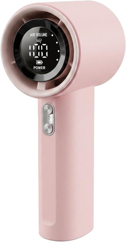 Berttinfn Portable Handheld Fan for Outdoor-Turbo Power High Speed Air, 5 Gear Wind, Rechargeable Fan for Travel- Pink Portable Handheld Turbo Fan with Digital Display, Gifts for Outdoor, Makeup