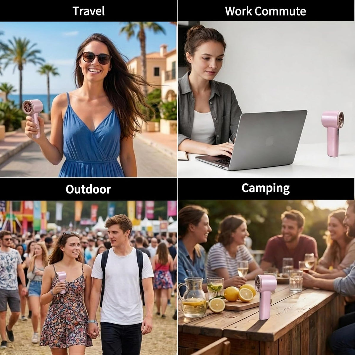 Berttinfn Portable Handheld Fan for Outdoor-Turbo Power High Speed Air, 5 Gear Wind, Rechargeable Fan for Travel- Pink Portable Handheld Turbo Fan with Digital Display, Gifts for Outdoor, Makeup