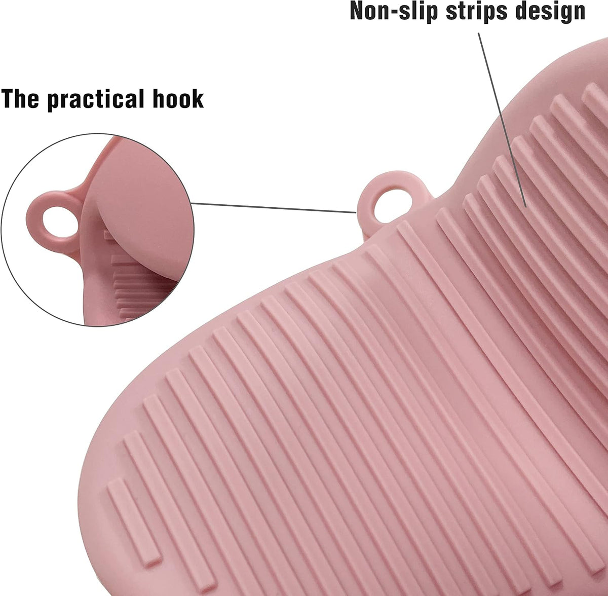 Thickened Mini Silicone Oven Mitts Heat Resistant as Hot Pot Holder, Baking Holder, Rubber Oven Gloves, Finger Pinch Grips, Potholder Mitts for Kitchen Cooking, 1 Pair, Macaron Pink
