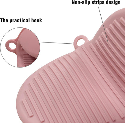 Thickened Mini Silicone Oven Mitts Heat Resistant as Hot Pot Holder, Baking Holder, Rubber Oven Gloves, Finger Pinch Grips, Potholder Mitts for Kitchen Cooking, 1 Pair, Macaron Pink